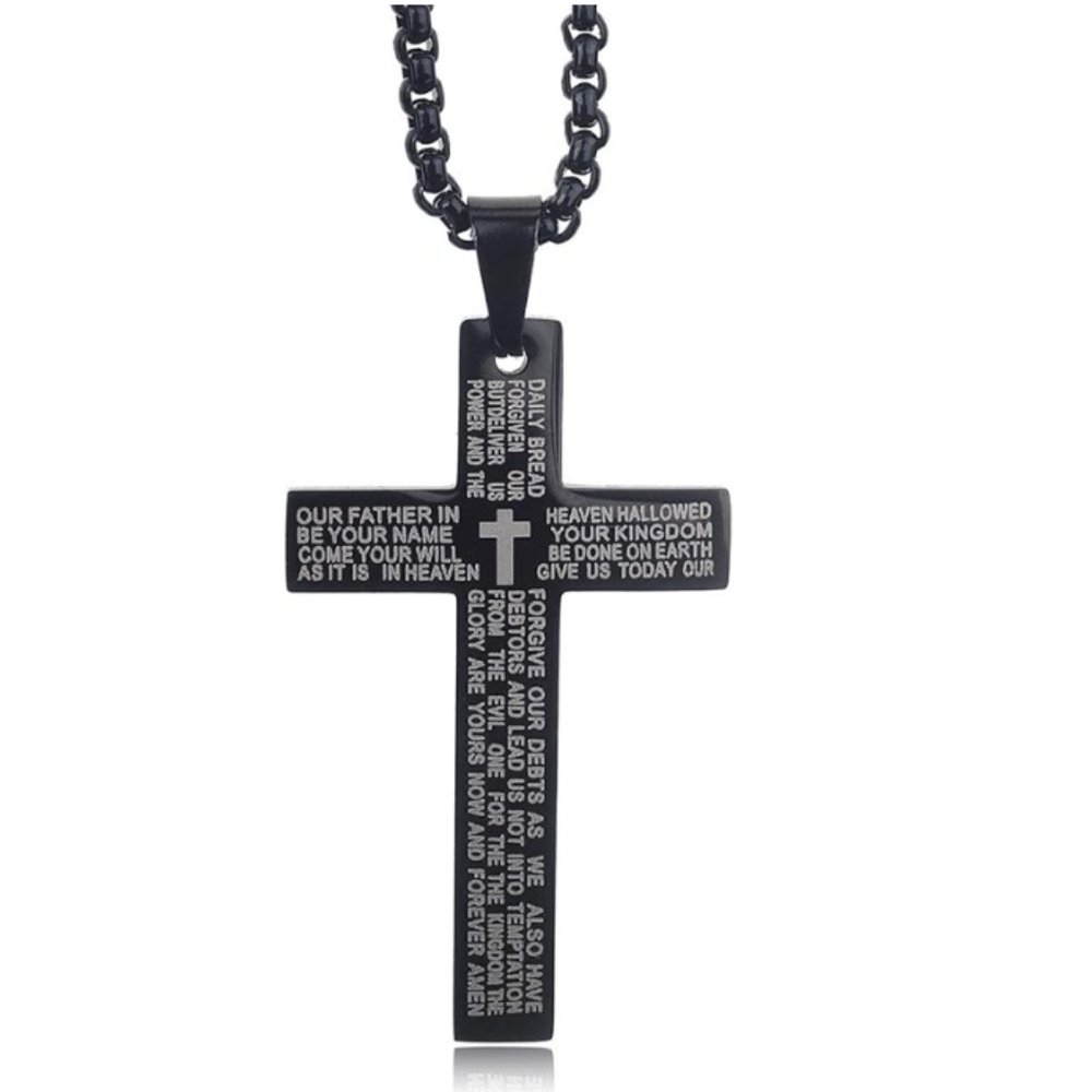 Stainless Steel Black Cross Necklace